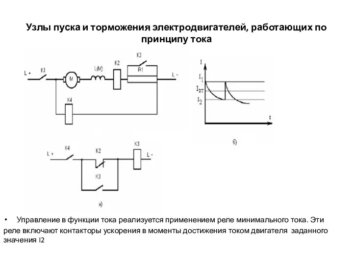 Узлы пуска и торможения электродвигателей, работающих по принципу тока Управление в