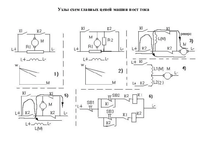 Узлы схем главных цепей машин пост тока