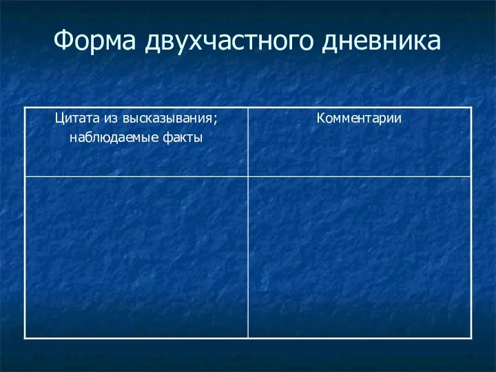 Форма двухчастного дневника