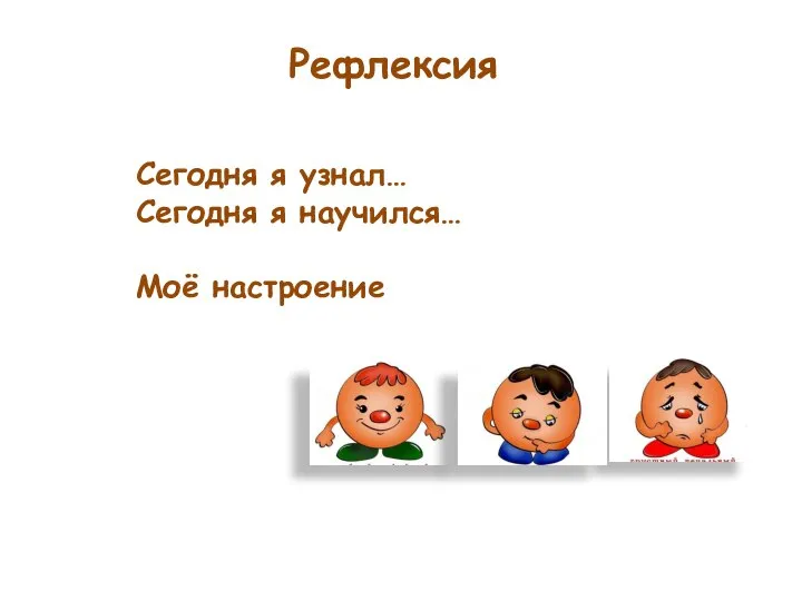 Сегодня я узнал… Сегодня я научился… Моё настроение Рефлексия