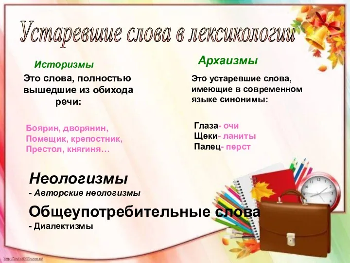 Историзмы Устаревшие слова в лексикологии Историзмы Это слова, полностью вышедшие из