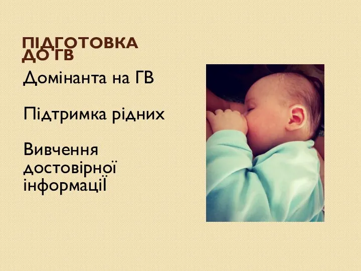 ПІДГОТОВКА ДО ГВ Домінанта на ГВ Підтримка рідних Вивчення достовірної інформаціЇ