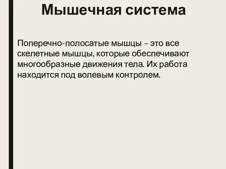 Поперечно-полосатые мышцы – это все скелетные мышцы, которые обеспечивают многообразные движения