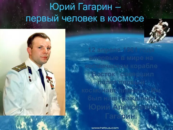 Юрий Гагарин – первый человек в космосе 12 апреля 1961 года