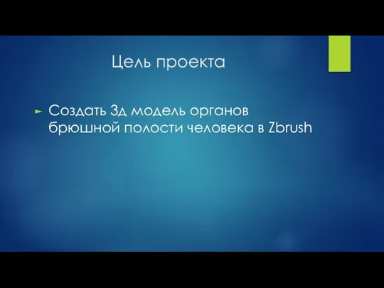 Цель проекта Создать 3д модель органов брюшной полости человека в Zbrush