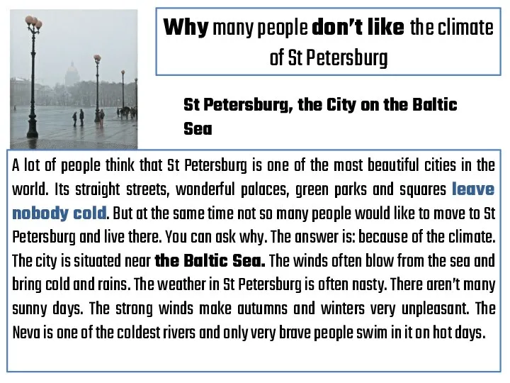 Why many people don’t like the climate of St Petersburg St