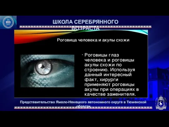 Представительство Ямало-Ненецкого автономного округа в Тюменской области ШКОЛА СЕРЕБРЯННОГО ВОЗРАСТА