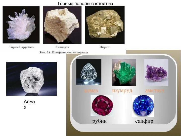 Горные породы состоят из минералов. Алмаз