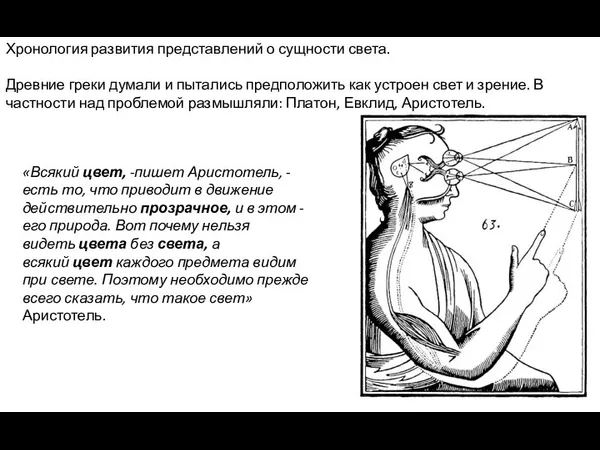 Хронология развития представлений о сущности света. Древние греки думали и пытались