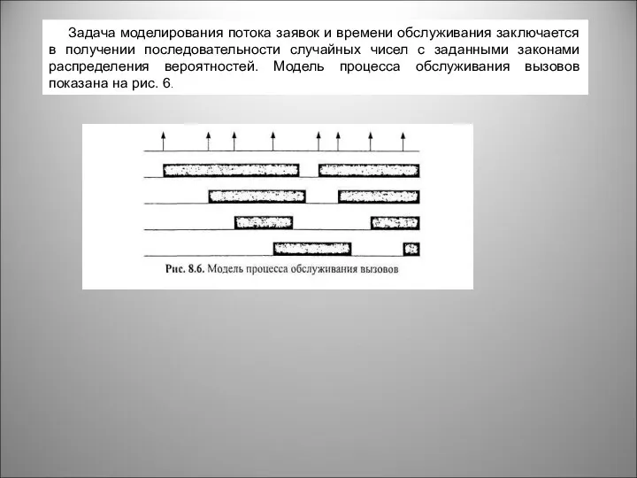 Задача моделирования потока заявок и времени обслуживания заключается в получении последовательности