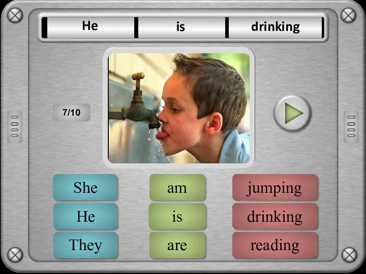 drinking reading jumping ERROR is are am ERROR He They she