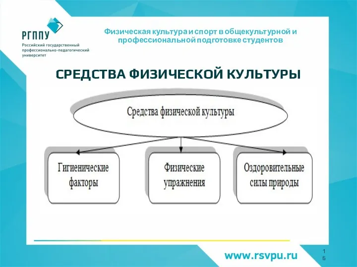 Физическая культура и спорт в общекультурной и профессиональной подготовке студентов СРЕДСТВА ФИЗИЧЕСКОЙ КУЛЬТУРЫ