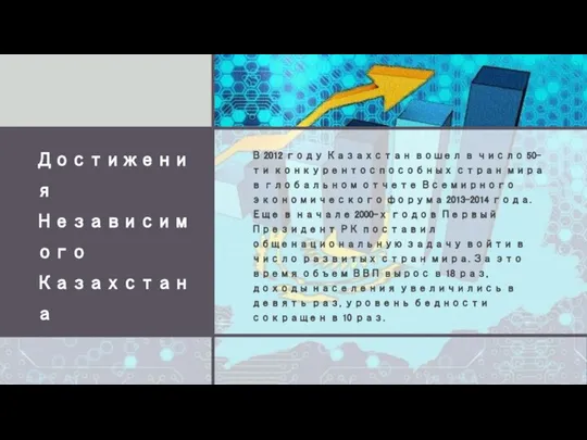 Достижения Независимого Казахстана В 2012 году Казахстан вошел в число 50-ти