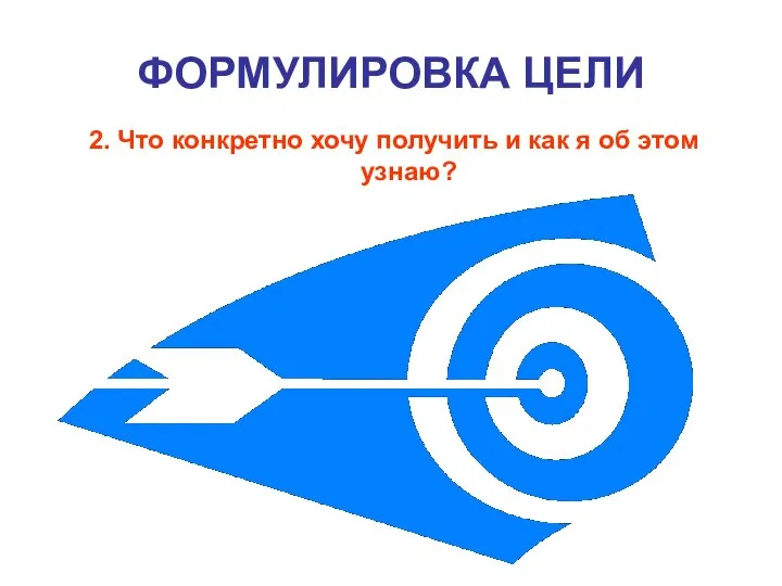 ФОРМУЛИРОВКА ЦЕЛИ 2. Что конкретно хочу получить и как я об этом узнаю?