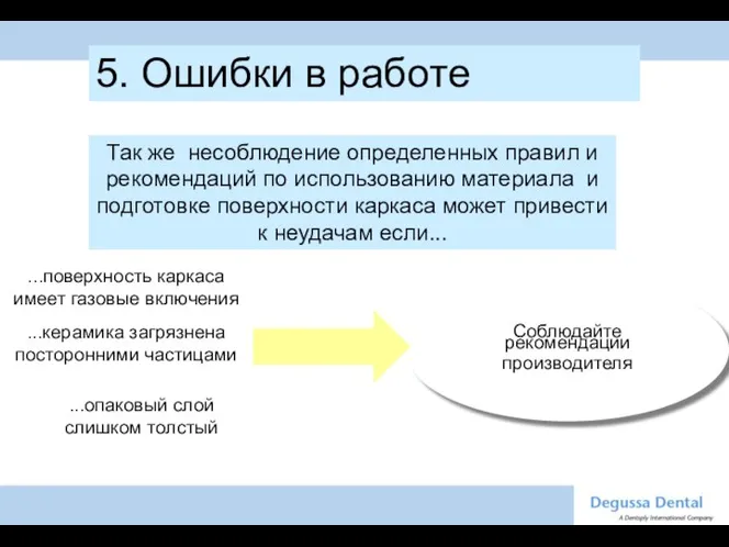 Соблюдайте рекомендации производителя 5. Ошибки в работе Так же несоблюдение определенных