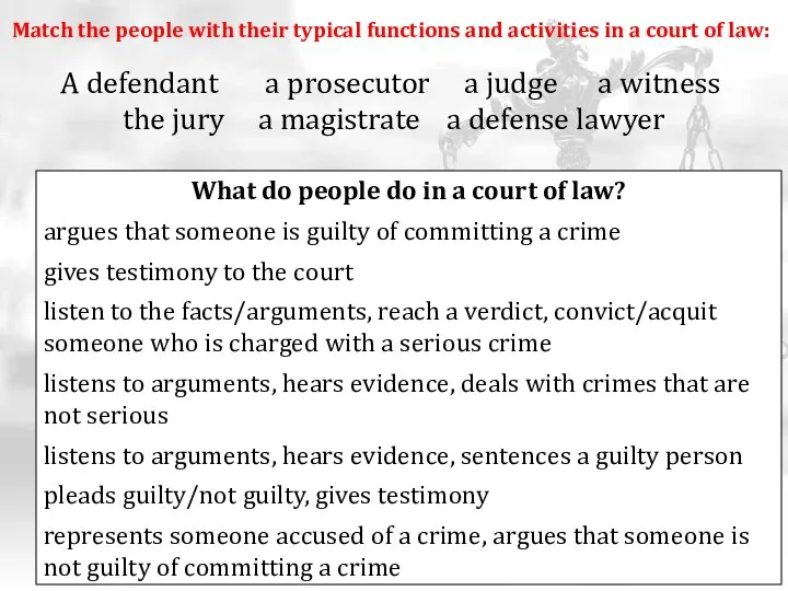 What do people do in a court of law? argues that