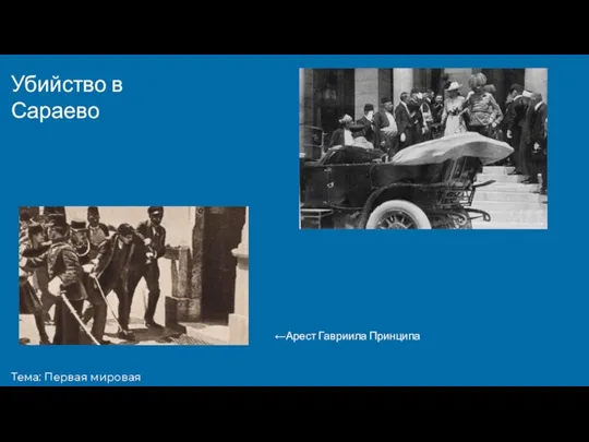 Тема: Первая мировая война Убийство в Сараево ←Арест Гавриила Принципа
