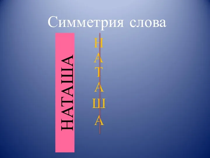 Симметрия слова Н А А А Т Ш НАТАША