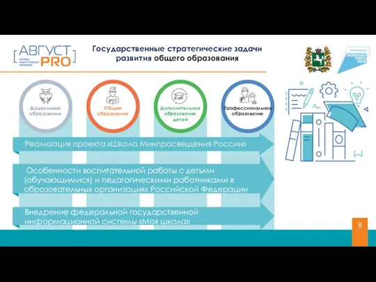 Государственные стратегические задачи развития общего образования Дошкольное образование Особенности воспитательной работы