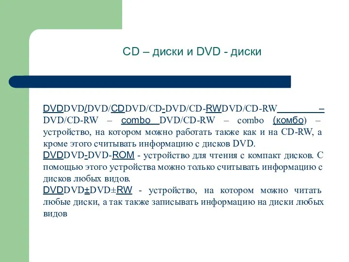 CD – диски и DVD - диски DVDDVD/DVD/CDDVD/CD-DVD/CD-RWDVD/CD-RW – DVD/CD-RW –