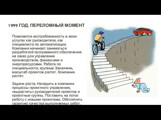 1999 ГОД. ПЕРЕЛОМНЫЙ МОМЕНТ Появляется востребованность в моих услугах как руководителя,