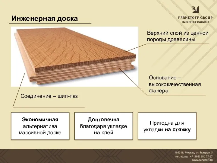 Инженерная доска Экономичная альтернатива массивной доске Долговечна благодаря укладке на клей