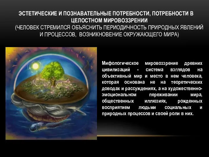 ЭСТЕТИЧЕСКИЕ И ПОЗНАВАТЕЛЬНЫЕ ПОТРЕБНОСТИ, ПОТРЕБНОСТИ В ЦЕЛОСТНОМ МИРОВОЗЗРЕНИИ (ЧЕЛОВЕК СТРЕМИЛСЯ ОБЪЯСНИТЬ