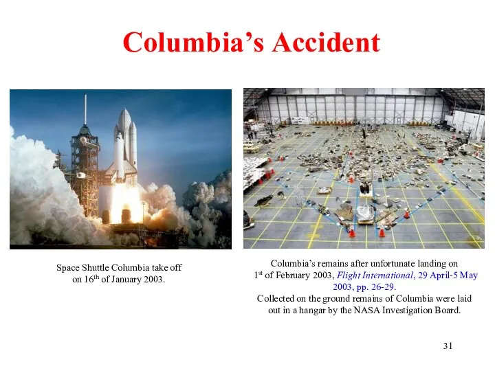 Columbia’s Accident Space Shuttle Columbia take off on 16th of January