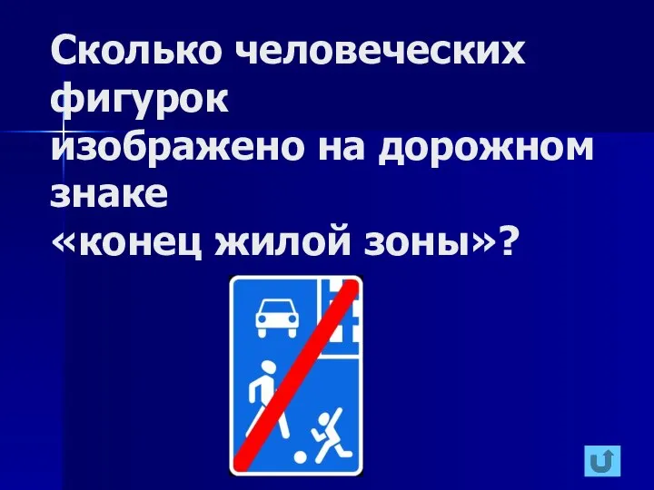 Сколько человеческих фигурок изображено на дорожном знаке «конец жилой зоны»?