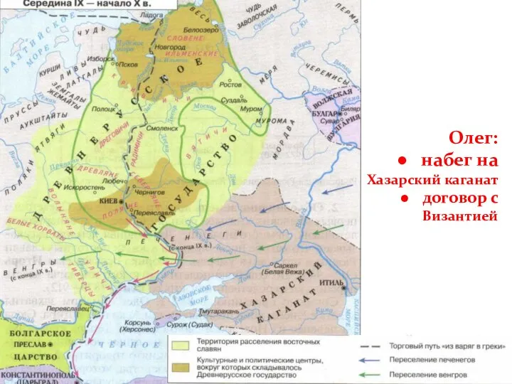 Олег: набег на Хазарский каганат договор с Византией