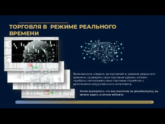 ТОРГОВЛЯ В РЕЖИМЕ РЕАЛЬНОГО ВРЕМЕНИ 14 Возможность следить за торговлей в