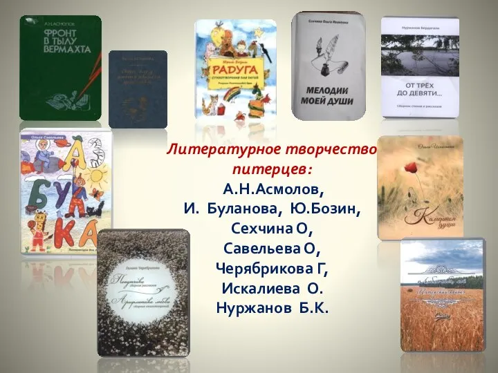 Литературное творчество питерцев: А.Н.Асмолов, И. Буланова, Ю.Бозин, Сехчина О, Савельева О,