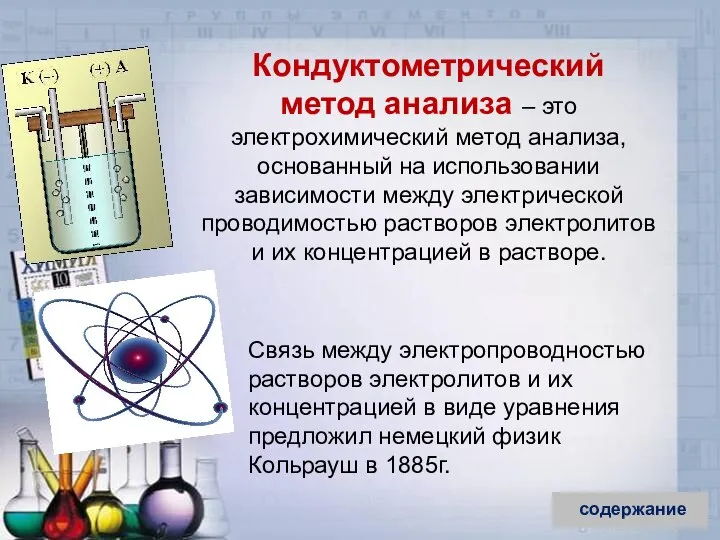 Кондуктометрический метод анализа – это электрохимический метод анализа, основанный на использовании