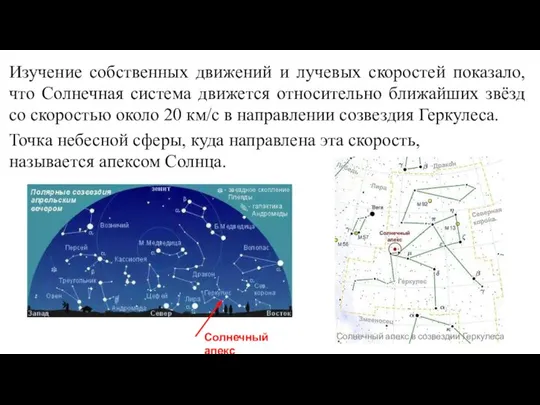 Изучение собственных движений и лучевых скоростей показало, что Солнечная система движется