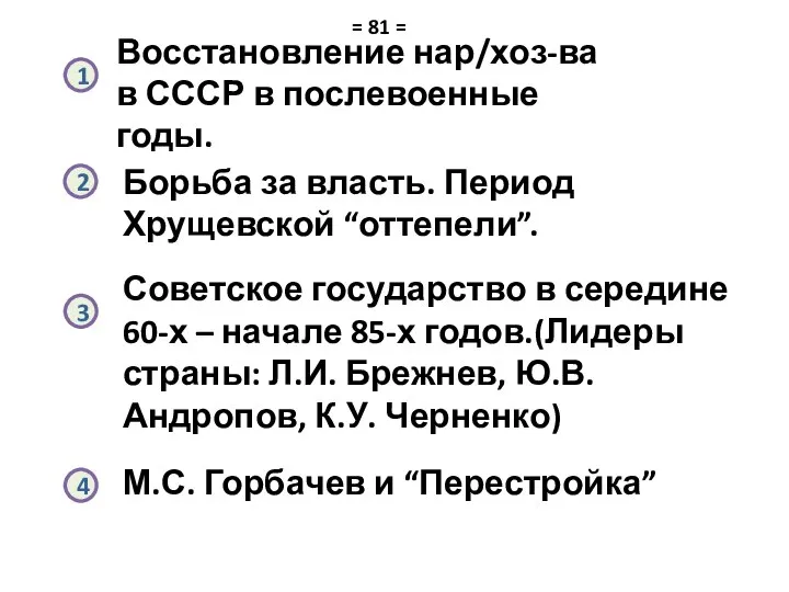 Восстановление нар/хоз-ва в СССР в послевоенные годы. Борьба за власть. Период