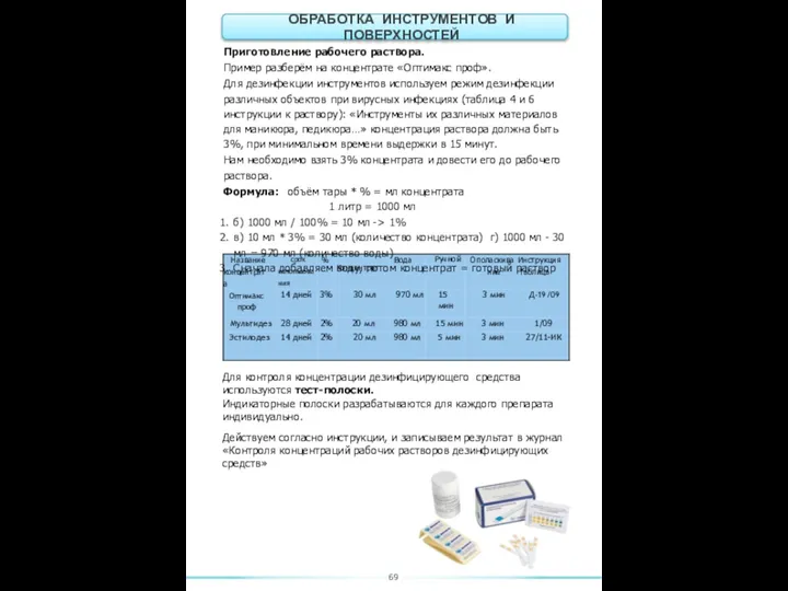69 Приготовление рабочего раствора. Пример разберём на концентрате «Оптимакс проф». Для