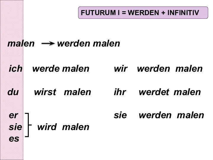 malen werden malen wir werde wirst wird malen du malen er