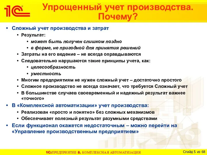 Упрощенный учет производства. Почему? Сложный учет производства и затрат Результат: может