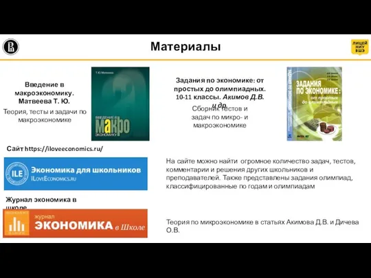 Материалы Задания по экономике: от простых до олимпиадных. 10-11 классы. Акимов