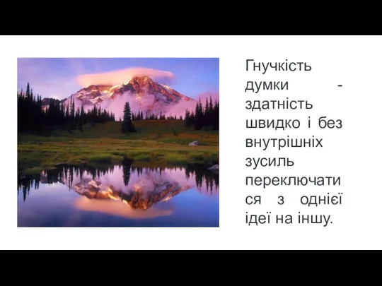 Гнучкість думки - здатність швидко і без внутрішніх зусиль переключатися з однієї ідеї на іншу.