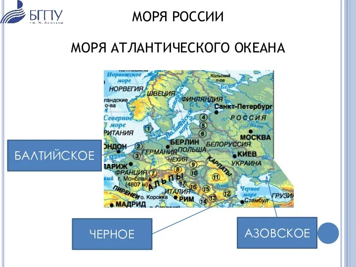 МОРЯ РОССИИ МОРЯ АТЛАНТИЧЕСКОГО ОКЕАНА ЧЕРНОЕ АЗОВСКОЕ БАЛТИЙСКОЕ