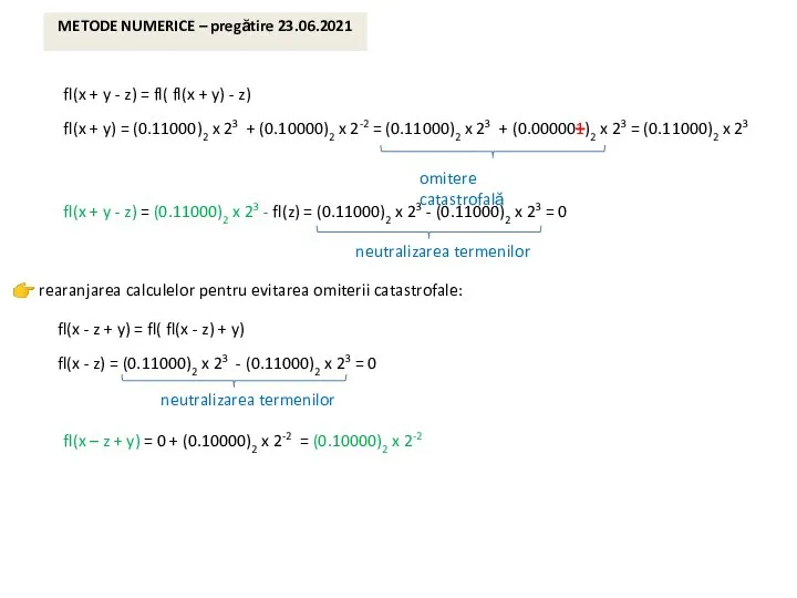 fl(x + y - z) = (0.11000)2 x 23 - fl(z)