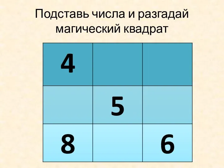 Подставь числа и разгадай магический квадрат