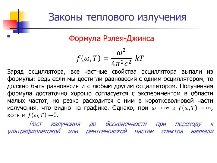 Законы теплового излучения Формула Рэлея-Джинса