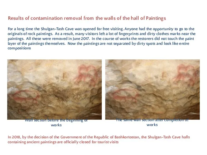 Results of contamination removal from the walls of the hall of