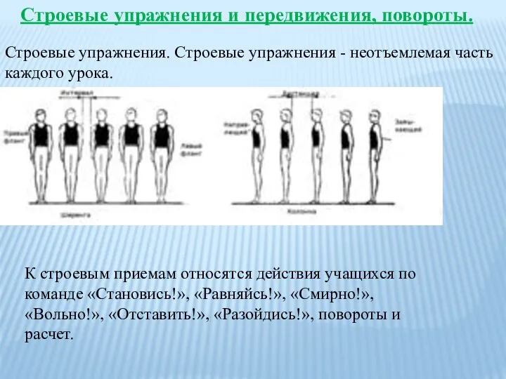 Строевые упражнения и передвижения, повороты. Строевые упражнения. Строевые упражнения - неотъемлемая