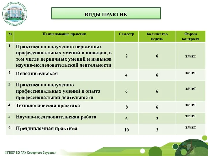 ВИДЫ ПРАКТИК