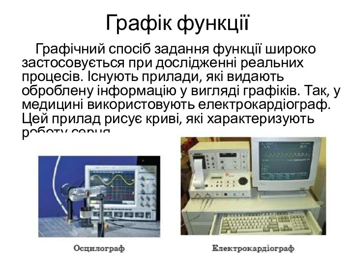 Графік функції Графічний спосіб задання функції широко застосовується при дослідженні реальних