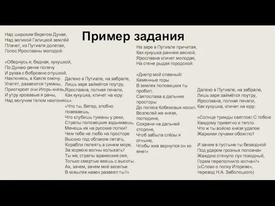 Над широким берегом Дуная, Над великой Галицкой землёй Плачет, из Путивля