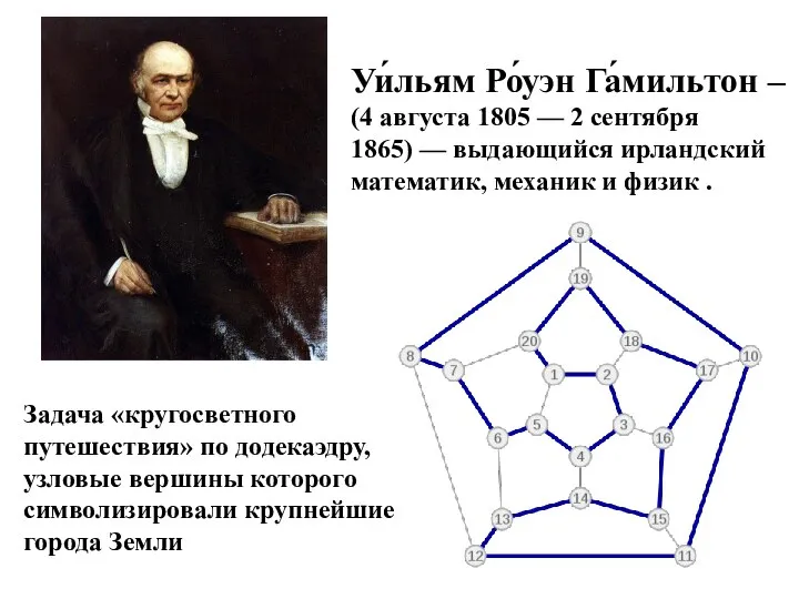 Уи́льям Ро́уэн Га́мильтон – (4 августа 1805 — 2 сентября 1865)